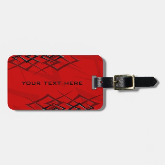 赤い"とげ"の荷物のラベルの黒 ラゲッジタグ (正面横)
