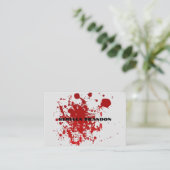 赤い（ばちゃばちゃ）跳ねるの抽象芸術のペンキのスプレーの名刺 名刺 (スタンド正面)