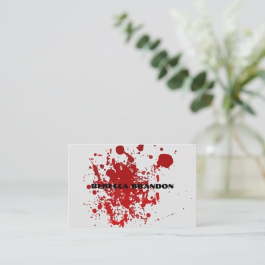 赤い（ばちゃばちゃ）跳ねるの抽象芸術のペンキのスプレーの名刺 名刺 (スタンド正面)