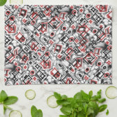 赤い キッチンタオル (折り畳み)