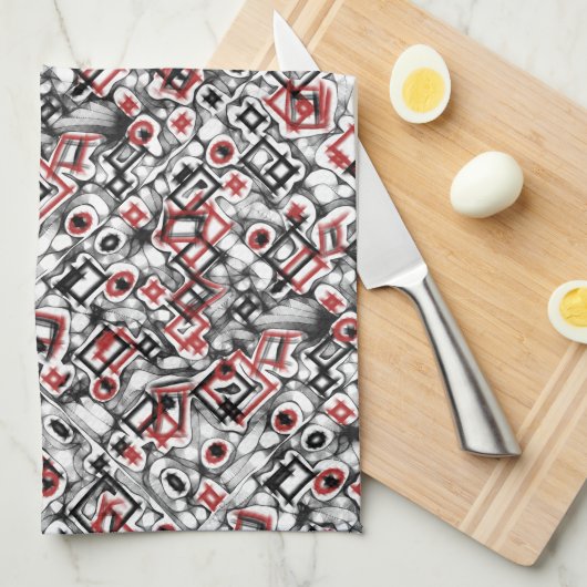 赤い キッチンタオル (四つ折り)