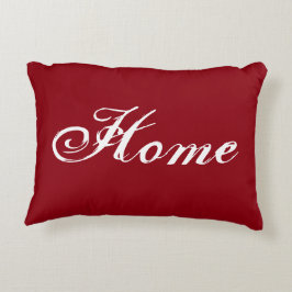赤い「ホーム」ダマスクバック付きアクセント枕 アクセントクッション