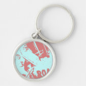 赤い"ロードキング"産業用抽象芸術キーチェーン キーホルダー (正面)