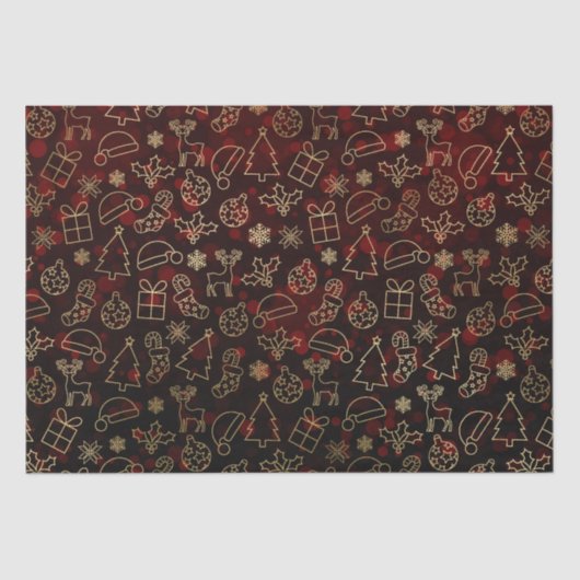 赤い《写真》ぼけ味と金箔のクリスマスシェイプ 薄葉紙 (正面)