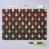 赤い《写真》ぼけ味と金箔クリスマスツリー 薄葉紙 (クラフト)