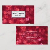 赤い《写真》ぼけ味のホワイトパネル 名刺 (正面/裏面)