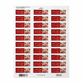 赤い《写真》ぼけ味の背景カスタム写真 ラベル (フルシート)