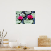 赤い《植物》スイレン – キャンバス印刷 ポスター (キッチン)