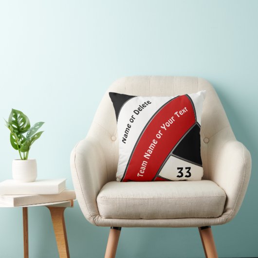 赤い、白黒カスタムなバレーボールのギフトのアイディア クッション (椅子)