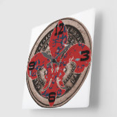 赤い(紋章の)フラ・ダ・リの水道メーターカバー文字盤 スクエア壁時計 (傾斜)