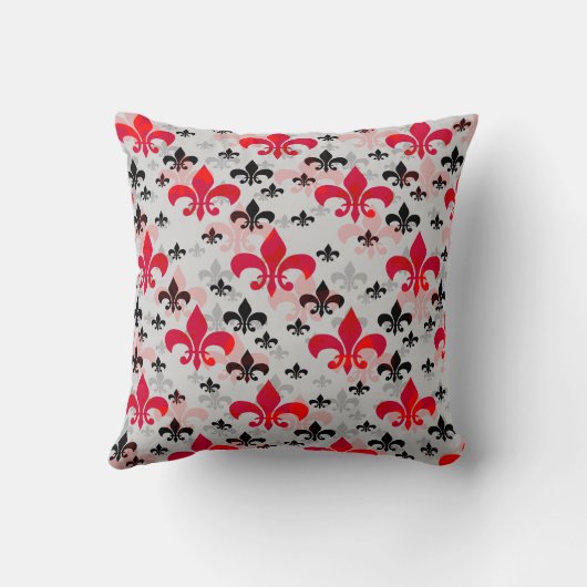赤い(紋章の)フラ・ダ・リサーフェスパターンデザイン クッション (裏面)