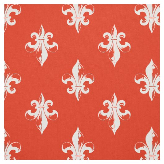 赤い（紋章の）フラ・ダ・リパターン ファブリック (見本)
