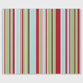 赤い、緑多目的な休日青及びブラウンは縞で飾ります ラッピングペーパー (フラット)