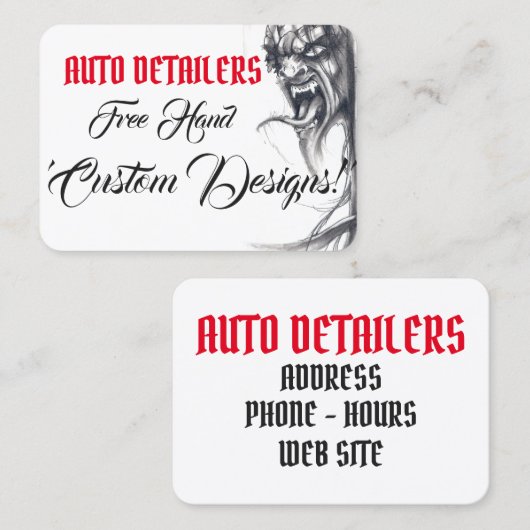 、赤い、自動Detailers白い黒い、Black&の灰色の鬼 名刺 (正面/裏面)