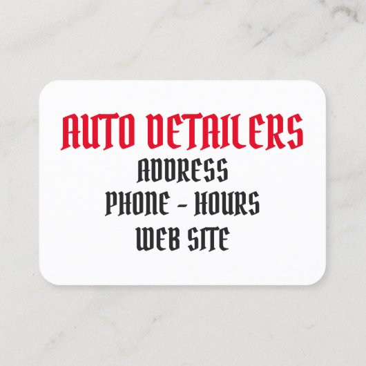 、赤い、自動Detailers白い黒い、Black&の灰色の鬼 名刺 (裏面)