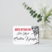 、赤い、自動Detailers白い黒い、Black&の灰色の鬼 名刺 (スタンド正面)