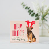 赤い(雄ジカの)枝角を身に着けている犬 シーズンポストカード (スタンド正面)