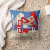 、赤い、青い灰色、タンの装飾用クッション クッション (ブランケット)