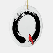 赤い(鳥)ショウジョウコウカンチョウが付いているEnsoの円 セラミックオーナメント (右)