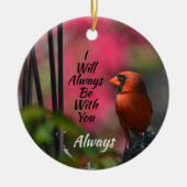 赤い（鳥）ショウジョウコウカンチョウが常にあなたを追悼 セラミックオーナメント (正面)