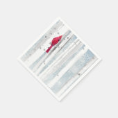 赤い(鳥)ショウジョウコウカンチョウで美しい雪の樺の木ツリーフォレスト スタンダードカクテルナプキン (角)