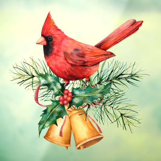 赤い(鳥)ショウジョウコウカンチョウとクリスマスベル ウィンドウサイン (シート3)