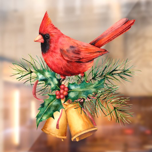 赤い(鳥)ショウジョウコウカンチョウとクリスマスベル ウィンドウサイン (シート2)