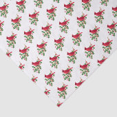 赤い(鳥)ショウジョウコウカンチョウとホリーブランチのクリスマスパターン 薄葉紙 (詳細)