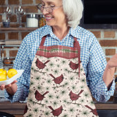 赤い(鳥)ショウジョウコウカンチョウと格子模様のクリスマス エプロン