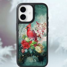 赤い（鳥）ショウジョウコウカンチョウと森の果実 – モノグラム