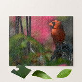 赤い（鳥）ショウジョウコウカンチョウのプロファイル写真鳥 ジグソーパズル