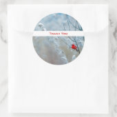 赤い(鳥)ショウジョウコウカンチョウの冬の自然写真ありがとう ラウンドシール (バッグ)