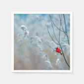 赤い（鳥）ショウジョウコウカンチョウの冬の自然写真クリスマス スタンダードカクテルナプキン (正面)