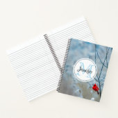 赤い（鳥）ショウジョウコウカンチョウの冬の自然写真クリスマス ノートブック (内部)