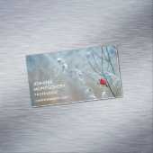 赤い(鳥)ショウジョウコウカンチョウの冬の自然写真クリスマス マグネット名刺 (インサイチュ)