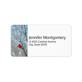 赤い（鳥）ショウジョウコウカンチョウの冬の自然写真クリスマス ラベル