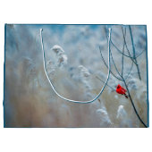 赤い（鳥）ショウジョウコウカンチョウの冬の自然写真クリスマス ラージペーパーバッグ (裏面)