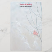 赤い(鳥)ショウジョウコウカンチョウの冬の自然写真クリスマス 便箋 (正面)