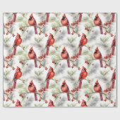 赤い(鳥)ショウジョウコウカンチョウの冬,クリスマス ラッピングペーパー (フラット)