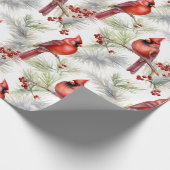 赤い(鳥)ショウジョウコウカンチョウの冬,クリスマス ラッピングペーパー (角)