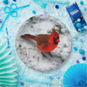 赤い（鳥）ショウジョウコウカンチョウの羽毛と羽毛 ペーパープレート (パーティー)