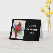 赤い（鳥）ショウジョウコウカンチョウの鳥が父の日のカードにめでとう カード (黄色い花)