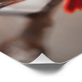 赤い（鳥）ショウジョウコウカンチョウの鳥と野生の森の果実 ポスター (コーナー)