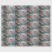 赤い（鳥）ショウジョウコウカンチョウの鳥と野生の森の果実 ラッピングペーパー (フラット)