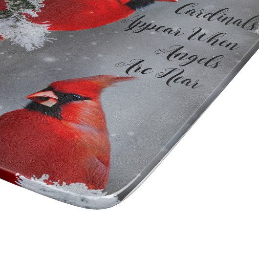 赤い(鳥)ショウジョウコウカンチョウの鳥の天使が板の近くにいる カッティングボード (角)