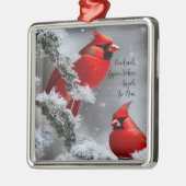 赤い（鳥）ショウジョウコウカンチョウの鳥の天使は記憶の近くにいる メタルオーナメント (左)