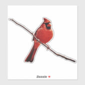 赤い(鳥)ショウジョウコウカンチョウの鳥の枝のステッカーに座る シール (シート)