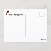 赤い(鳥)ショウジョウコウカンチョウアットバードフィーダーハングリーバード ポストカード (裏面)