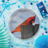 赤い（鳥）ショウジョウコウカンチョウオンウッドスタンプ ペーパープレート (パーティー)