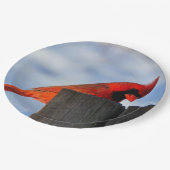 赤い（鳥）ショウジョウコウカンチョウオンウッドスタンプ ペーパープレート (アングル)